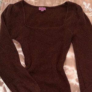 Brown Long Sleeve Knitted Dress
